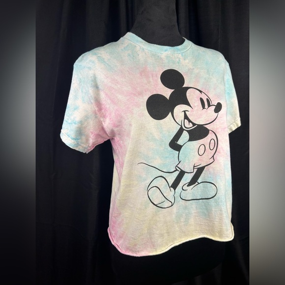Disney Mickey Mouse Tie Dye Cropped T-shirt Size XS e11 - Picture 3 of 6